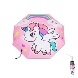 Vaceer Kids Automatic Folding Umbrella Uv Resistant Travel Umbrella Cartoon Printing Anti-rebound Design Portable Water-Windproof Umbrella for Kids Girls (#1)
