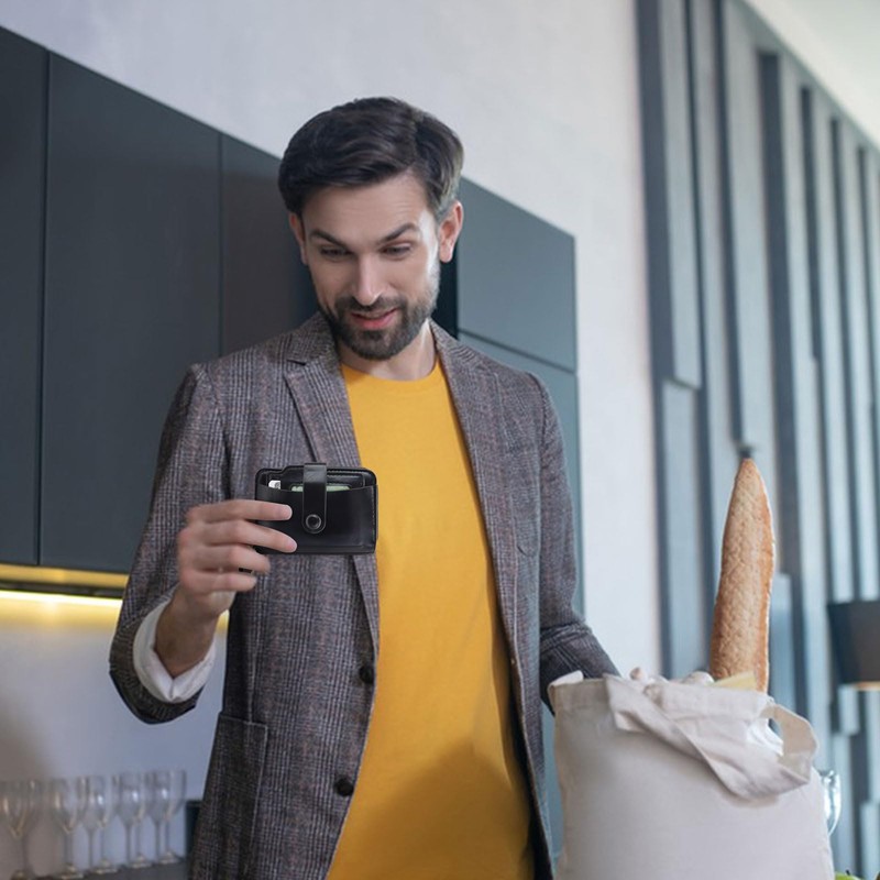 AdiStylinno Credit Card Holder, Minimalist PU Leather Mens Wallet with