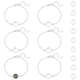 UNICRAFTALE 12 Sets Bracelet Bezel Settings Stainless Steel Bracelets Cabochon Blank Tray Bangles Tray 12mm Round Glass Cabochons Bracelet Blanks for Crafting DIY Bracelet Making