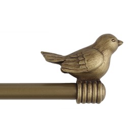 3/4-inch Cute Decroative Bird Adjustable Window Treatment Curtain Single Rod Set, 84" to 120" - Renaissance Gold