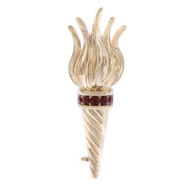 Alilang Golden Torch with Red Crystal Rhinestones Sparkly Shine Pin Jewelry Brooch