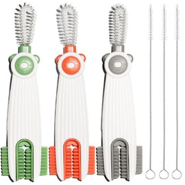 3 in 1 Cup Lid Gap Cleaning Brush Set with 3 Straw Cleaner Brush, Multifunctional Cup Cover Cleaning Brush, Small Cleaning Brushes for Nipple, Water Bottle Lid, Home Kitchen Cleaning Tools, Pack of 3