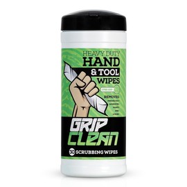 Grip Clean Heavy Duty Hand & Tool Cleaning Wipes – Waterless Hand Cleaner for Mechanics, Garage & Shop Use – Dual-Sided Grease, Oil & Paint Remover Wipes with Citrus Scent - 30ct