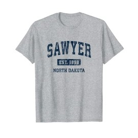 Sawyer North Dakota ND Vintage Athletic Sports Design T-Shirt