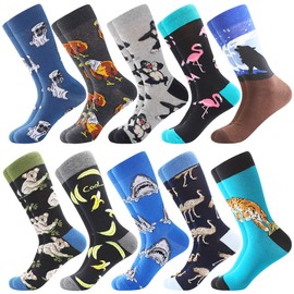 BONANGEL Mens Dress Socks Fun Funny Colorful Crazy Crew Dress Socks For Men 8-12