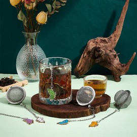UNICRAFTALE 5pcs Round Stainless Steel Mesh Tea Infusers Round Tea Strainer with Butterfly Pendant Loose Tea Holder Tea Mesh Strainer Tea Filters for Brew Tea Spices Seasonin
