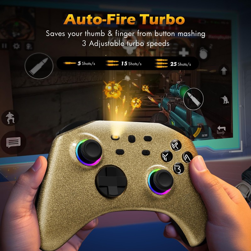 Mytrix Glitter Gradient Pro Controller, for Switch/OLED/Lite Steam Deck, Pro