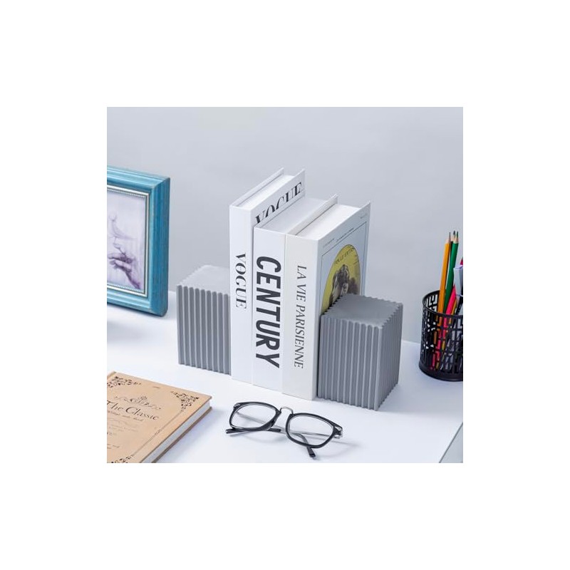 MyGift - Sujetalibros para estantes, modernos sujetalibros decorativos de bloques