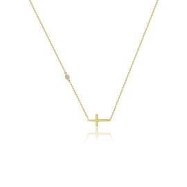Bouzilli Cross Necklace for Women 14K Gold/Silver Plated Dainty Small Cross Pendant Choker Simple Trendy Cute Cross Charm Chain Necklaces Religious Faith Jewelry Gift