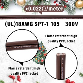 Kanayu 500ft SPT-1 High Voltage Landscape Wire 18 Awg 10 Amps Outdoor Electrical Wire Bulk Blank Wire Spool Zip Wire Zip Cord Wire with 40 Male Female Plug for Light Lamp Lights (Brown)
