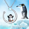YAFEINI Penguins Necklace Sterling Silver Moonstone Star Penguins Pendant Cute