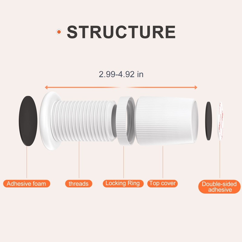 xuenair Headboard Stopper,2 Pack White Adjustable Bed Frame Anti-Shake Tool,2.9-4.9in