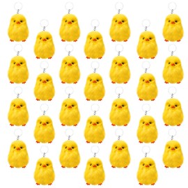 Llavero pequeño de pollo, 28 unidades, de Pascua, pollos esponjosos, mini llavero realista de felpa para regalos de fiesta de Pascua