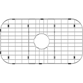 SANNO 26"L X 14" Sink Grid Protectors, Sink Protector Grid for Kitchen Sink Rack Bottom Grid Centered Drain Hole with Corner Radius, 304 Stainless Steel