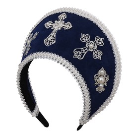 GRACEART - Sombrero de Anne Boleyn para la cabeza isabelina Tudor Coronet (estilo-09 (azul marino))