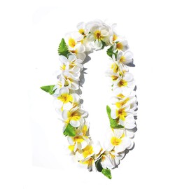 LITTLE FEATHER Hawaiian Luau White Plumeria Flower Leis Necklaces for Party Event,Christmas Decoration