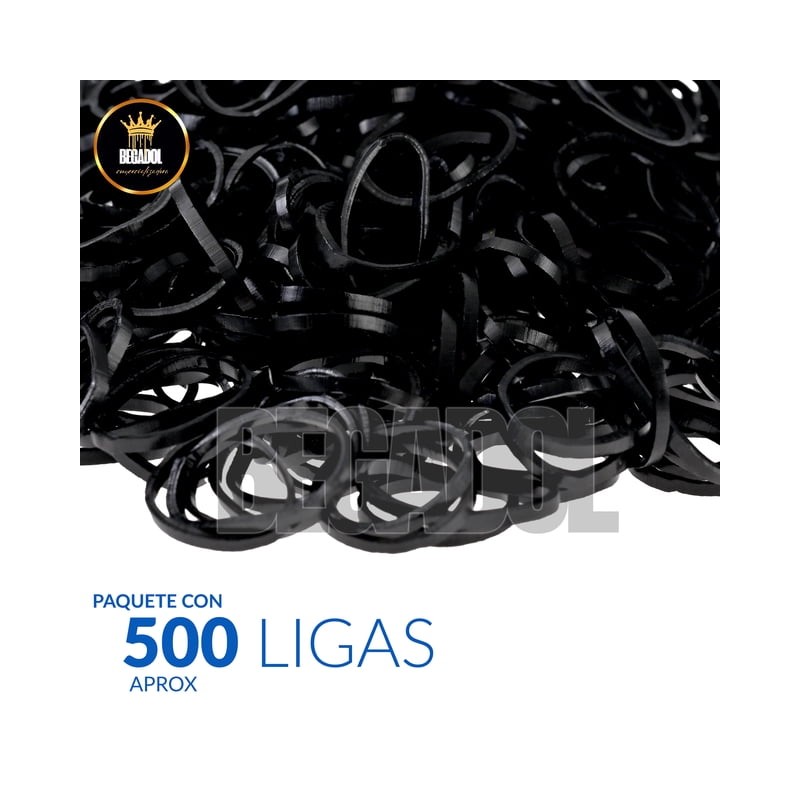 Paquete 500 Ligas Elásticas Gomas Para Cabello Niña Negras