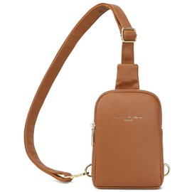 Haytijoe Small Crossbody Sling Bag for Women Vegan Leather Fanny Packs Travel Bag (Brown)