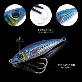 Goture Metal Jig Set, 3/5 Pieces, 7-200g, Sea Bass Lures, Jigging, Saltwater Fishing, Boat Fishing, Lures, Madfish, Root Fish, Blue 2.1 oz (60 g) (5 pcs)