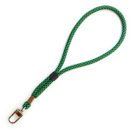 trage.band® Short Adjustable Wrist Strap with Carabiner Hook, Black/Green