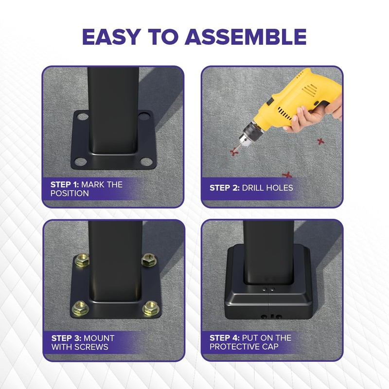 Xesi 3-4 Step Handrails for Outdoor Steps with Installation Kit