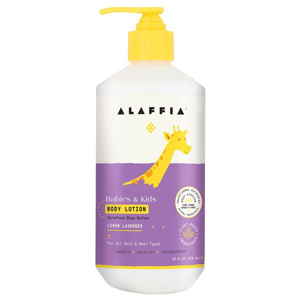 Alaffia - Everyday Shea Body Lotion, Gentle for Babies and Up, Gently Helps Clean Skin and Calm Children with Shea Butter, Lemon Balm, and Lavender Oil, Fair Trade, Lemon Lavender, 16 Ounces
