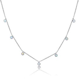 Barzel 18K White Gold Plated Created Fire Opal Necklace In 18 Inches with 2 Inches Extension (White Gold)