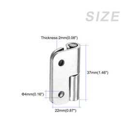 METALLIXITY 6pcs 37mm 37mm Stainless Steel Left Winding Slip Joint Small Flag Hinges for Cabinet Doors Silver Tone