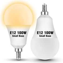 E12 A19 100W Equivalent LED Candelabra Light Bulbs 2700K Warm White, AC120V 9W 1000LM, E12 A60 Globe Candelabra Small Base Screw Socket Bulb for Ceiling Fan Chandelier Salt Lamp, Non-Dimmable, 2 Pack