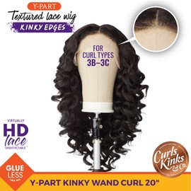 Sensationnel Kinky Edge Y-part Lace Wigs - ypart kinky wand curl 20-inch glueless synthetic wig - CKCO Y part Kinky Wand Curl 20 Inch (1 JETBLACK)