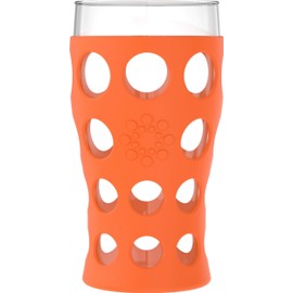 Lifefactory 20-Ounce Indoor/Outdoor Protective Silicone Sleeve Beverage Glass, 4-Pack, Orange, Grass Green, Cobalt, Huckleberry,LF340400C4
