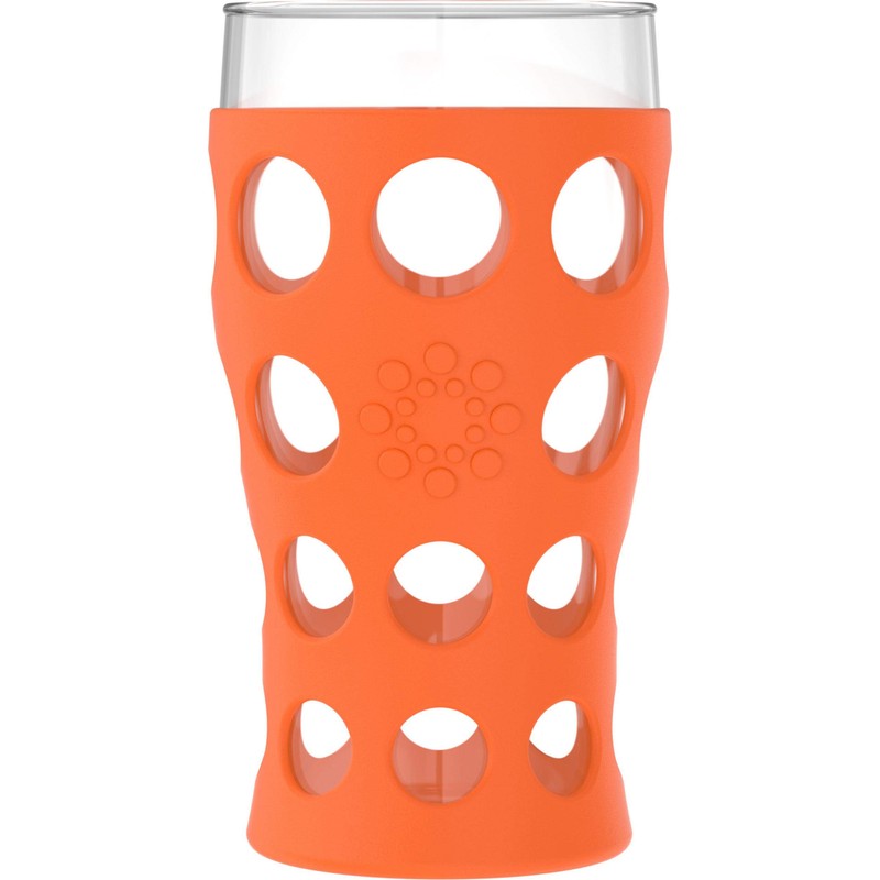 Lifefactory 20-Ounce Indoor/Outdoor Protective Silicone Sleeve Beverage Glass, 4-Pack, Orange,