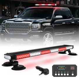 XRIDONSEN 28.4" 80 LED Roof Top Emergency Lights Red White Strobe Light Bar Firefighter Lights Warning Flashing Safety First Responder Lights w/Controller Magnetic Mount for Vehicles POV Fire Trucks