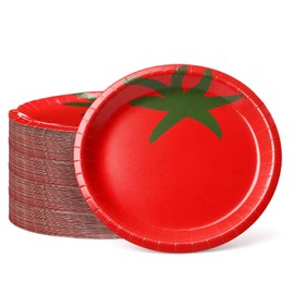 50 Pcs Disposable Tomato Shaped Paper Plates Party Decor, 8 Inch