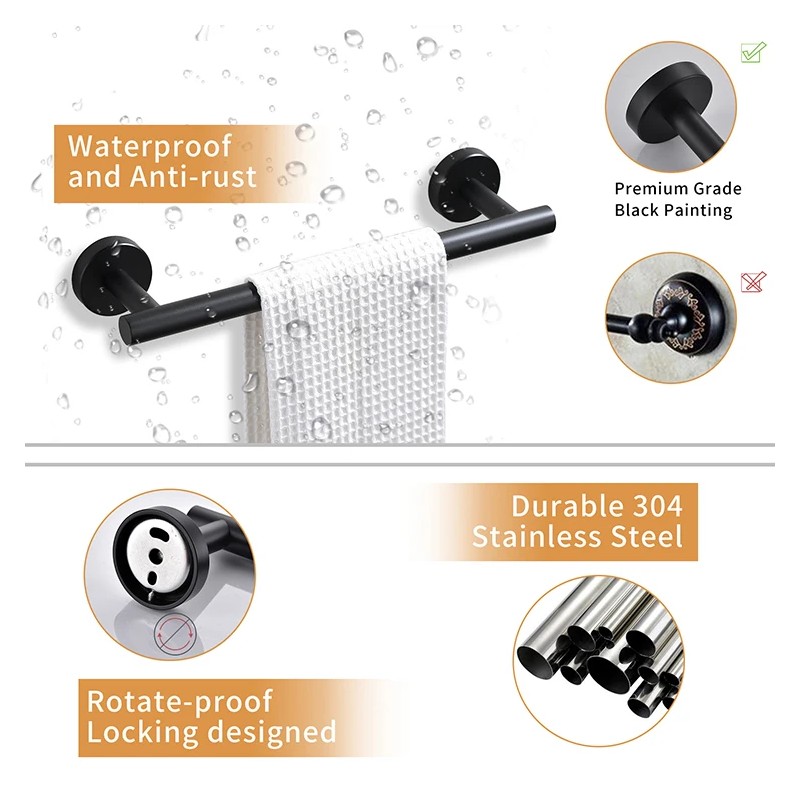 Fapully Luxury European Style Four-Piece Set Wall Mounted Black Bathroom