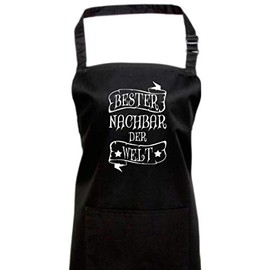 Shirtinstyle Cooking Apron with German Text "Bester Neighbor der Welt" [German Language], 72 x 86 cm