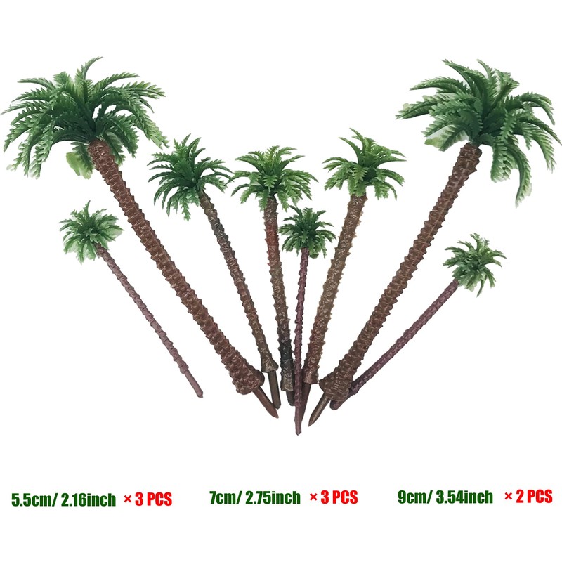 Cayway 34 PCS Model Trees Coconut Palm Model Trees, 1.7~6.7