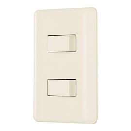 Volteck PA-APDO-BI, Placa armada 2 interruptores color marfil