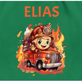 Geschenk mit Namen personalisiert by Shirtracer - Gym Bag Backpack - Fire Brigade Boy Fire Brigade Children, 05 Green, Unit size