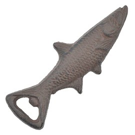Fish Bottle Opener Distressed Brown Cast Iron 7in Long