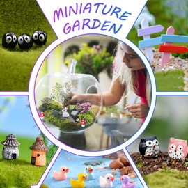 162 Pcs Miniature Fairy Garden Accessories, Fairy Garden Kit, Including Animals, Mini Houses, Miniature Figurines, Micro Landscape Ornaments for Dollhouse Bonsai Terrarium Decor, Garden DIY Kit