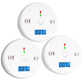 3 Pack Carbon Monoxide detectors, co Detector, Carbon Monoxide Alarm Detector Battery Powered with LCD Display, Carbon Monoxide Detector, UL2034 Standards, for Home