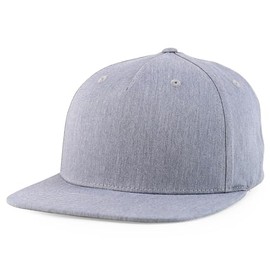 Trendy Apparel Shop Plain Pinch Front Cotton Twill Structured Flat Bill Snapback Cap - Hgrey