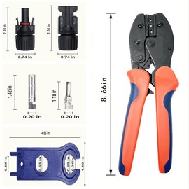 MC4 Crimping Kit MC4 Connector x 10 Pairs Crimping Pliers x 1 x MC4 Spanner x 2 Solar Panel Connector Connector Solar Mounting Consumables Storage Box Included (1)