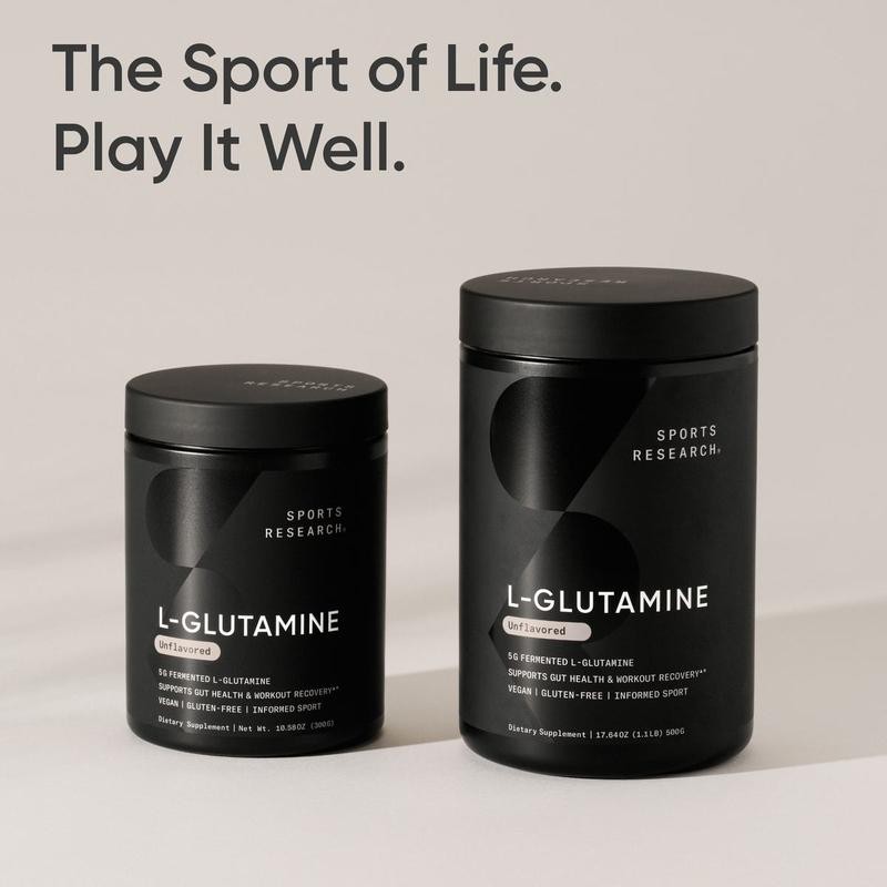 Sports Research L-Glutamine - Fermented, Vegan, Gluten-Free and Informed Sport