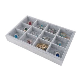 Svea Display Extremely Elegant Multi Functional Jewelry Organizer Premium Quality Velvet Stackable Space Saving 12 Grids Removable Tray
