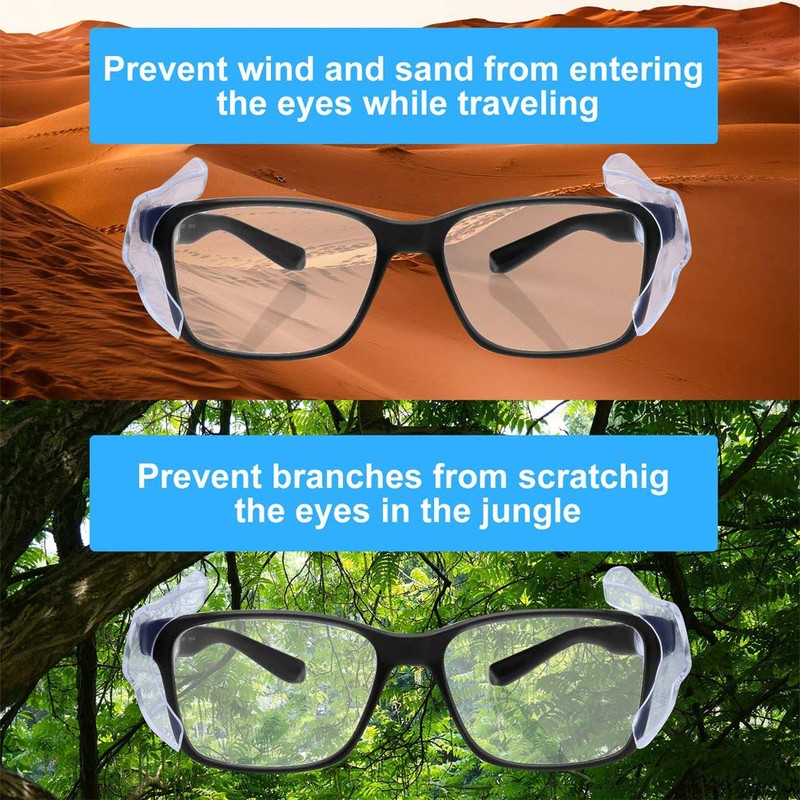 2 Pairs Safety Glasses Side Shields, Flexible Anti-Slip On Side