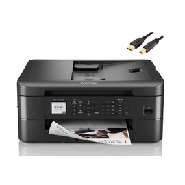 Brother MFC-J10 Series, Wireless Color Inkjet Printer, Printer, Copy, Scan, Fax - 9.5 ppm, 150 Sheets, 1.8" Color LCD, with Mobile Device and Duplex Printing, with MTC Printer Cable