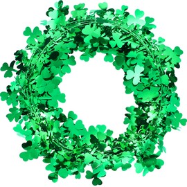 Shamrocks Wire Garland St. Patrick's Day Garland Green Irish Saint Patty Party Decorations (32.8 ft/ 10 Meters)