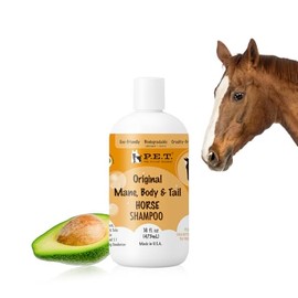 P.E.T. Original Mane, Body & Tail Horse Shampoo — Tea-Tree, Rosemary & Shea Butter Blend — Deep-Cleans, Deodorizes & Softens — 5 : 1 Concentrated Cosmetic Grooming Formula (Not a Pesticide) — 16 oz
